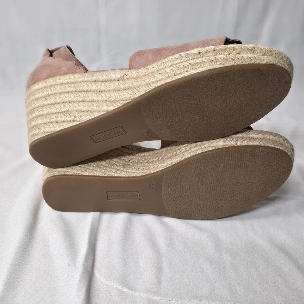 Maurices Women's Hayley Scallop Dusty Rose Wedge Sandals Size 10M‎ New